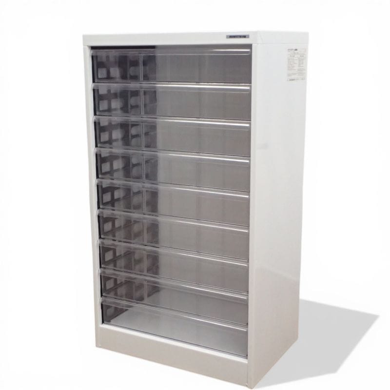 【中古】ナカバヤシ レターケース アバンテV2 A3F-M9 A3対応 ホワイト クリア引き出し 多段収納 スチール製 中古オフィス家具 EG21089