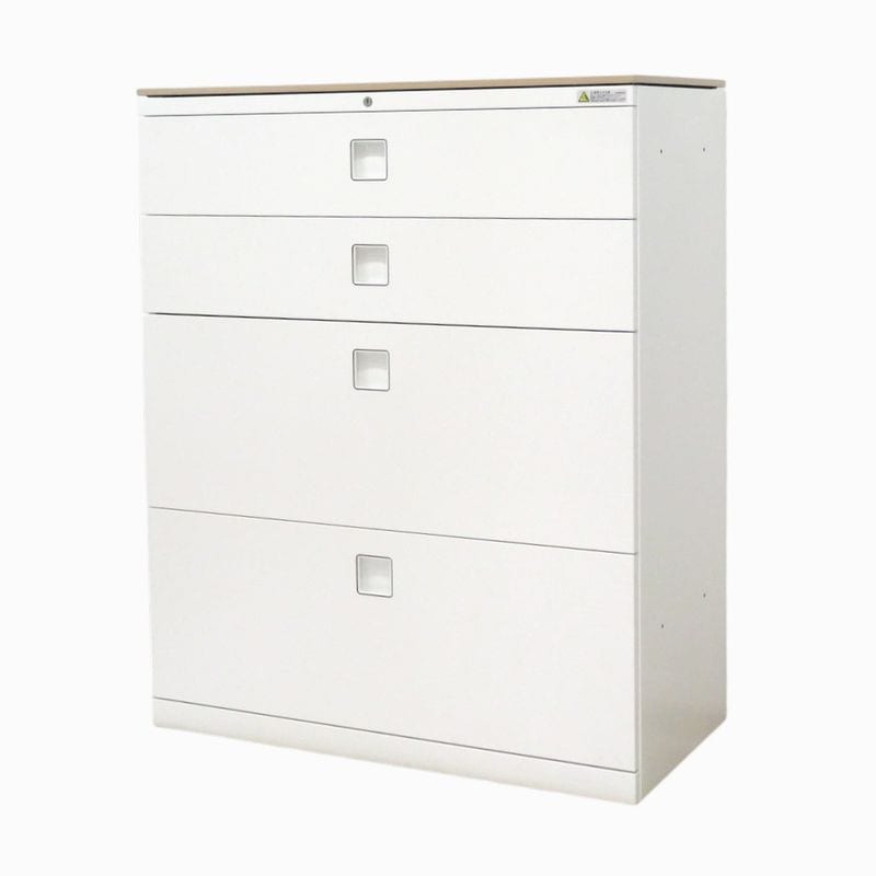 【中古】オカムラ 4段ラテラル書庫 レクトライン 4BG3ZG ZA75 ホワイト 2021年製 鍵作成可 キャビネット 収納庫 中古オフィス家具 KK21128