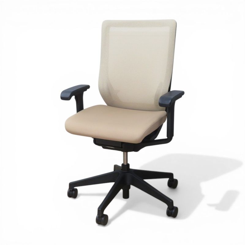 【中古】イトーキ ミレッザ オフィスチェア KF-950JB-T1Y3Y3 ベージュ 肘付き ロッキング メッシュ 中古オフィス家具 YH21243