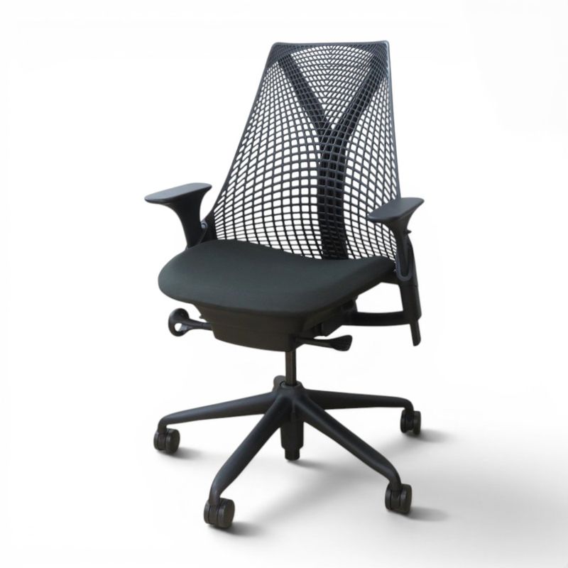 【中古】ハーマンミラー セイルチェア オフィスチェア AS1YA23HA-0792 ブラック/グリーン 肘付き アジャストアーム 中古オフィス家具 YH21265