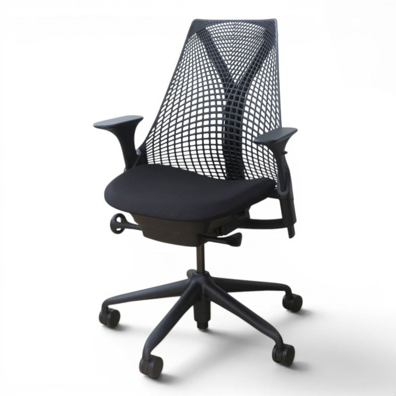 【中古】ハーマンミラー セイルチェア オフィスチェア AS1YA23HA-0881 ブラック 肘付き アジャストアーム 中古オフィス家具 YH21265-1