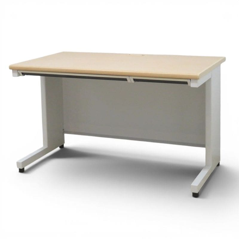 【中古】プラス 平デスク フラットライン SP-T127 WM 2021年製 W1200 D700 H700 ナチュラル 事務机 オフィスデスク 平机 L字脚 配線口 中古オフィス家具 KK21279 