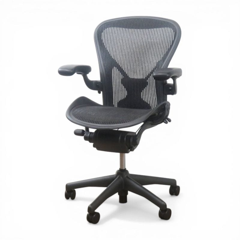 【中古/訳有】ハーマンミラー アーロンチェア フル装備  Bサイズ AE113AWB-0102 PJG1BBBK3D01 グラファイト 前傾チルト 可動肘 AG21231-1