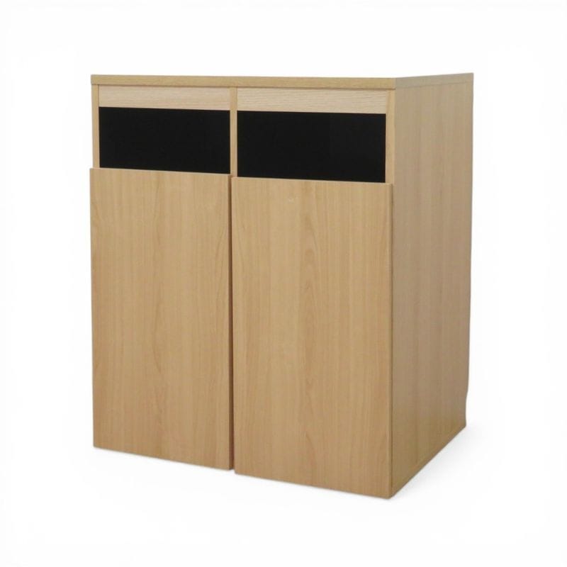 【中古】オフィスコム ゴミ箱収納用カウンター2連 70L 45Lゴミ箱2個用 W795 D590 H950 ダストボックス入 ナチュラル 木目 KK21141 中古オフィス家具