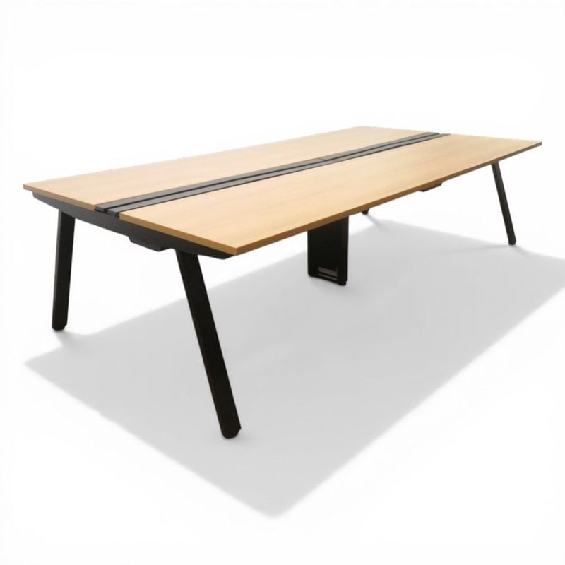 【中古】プラス 対面フリーアドレスデスク W2800×D1400 Genela GE-NT287 T2 ウッド 連結システムデスク(4人～6人用) 平机 大会議テーブル 中古オフィス家具