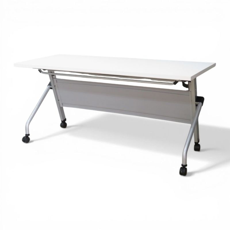 【中古/訳あり】スタックテーブル W1500 D600 H700mm ホワイト 会議机 フォールディングテーブル 会議テーブル  中古オフィス家具 EG21064-1