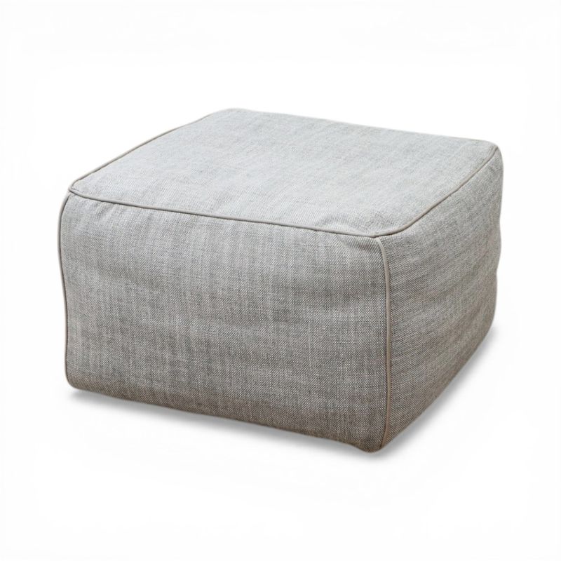【中古】スケッチ ロースツール Wooden Stories TOFU stool ライトグレー ファブリック レザーパイピング オットマン 中古オフィス家具 KK21222