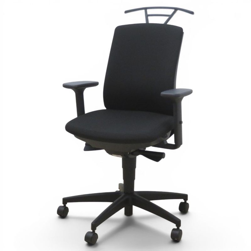 【中古】プラス 肘付オフィスチェア ベネス KD-BN30SL BK ブラック 事務椅子 ハンガー付き 布張り 中古オフィス家具 KK21402