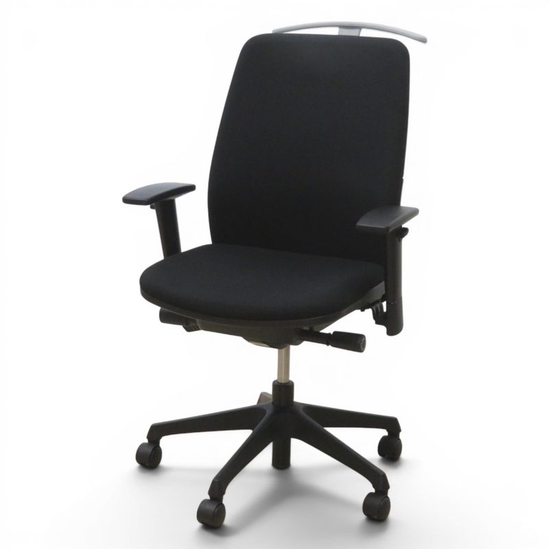 【中古】プラス 肘付オフィスチェア カイル KC-HL63SL BK ブラック 2019年製 ハンガー付き ロッキング リクライニング 布張り 中古オフィス家具 KK21401 