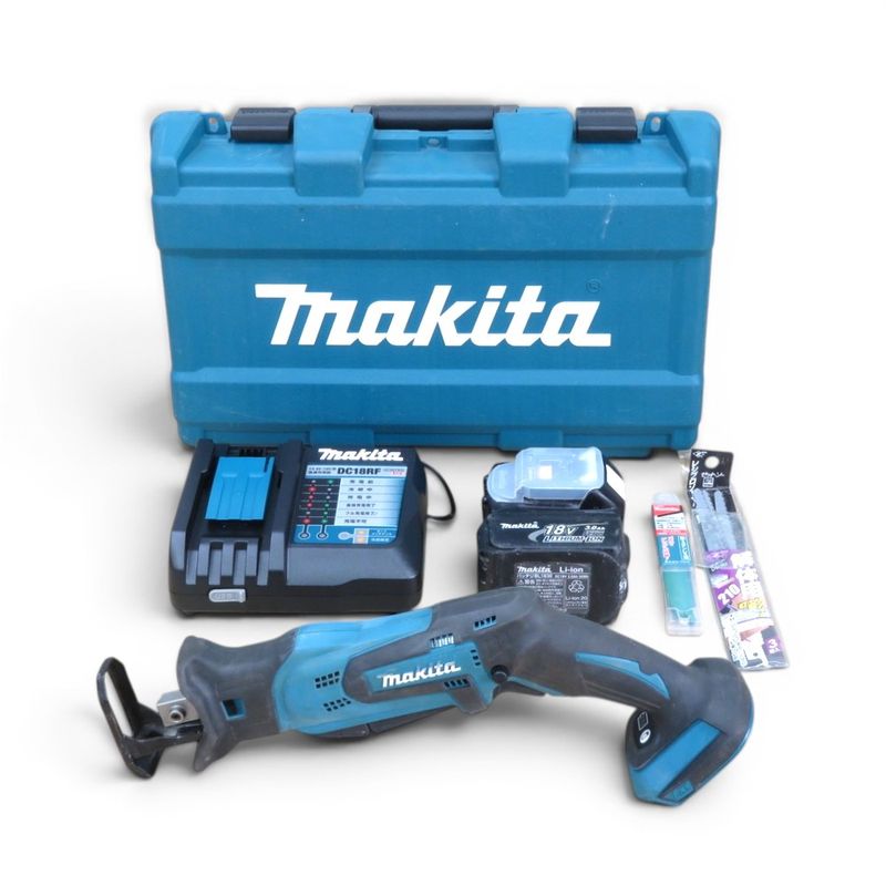 【中古】マキタ レシプロソー JR184D ブルー 充電式 切断 工具 DIY バッテリー DC18V BL1830 木工 金属 ケース 替刃 中古オフィス家電 YH21432