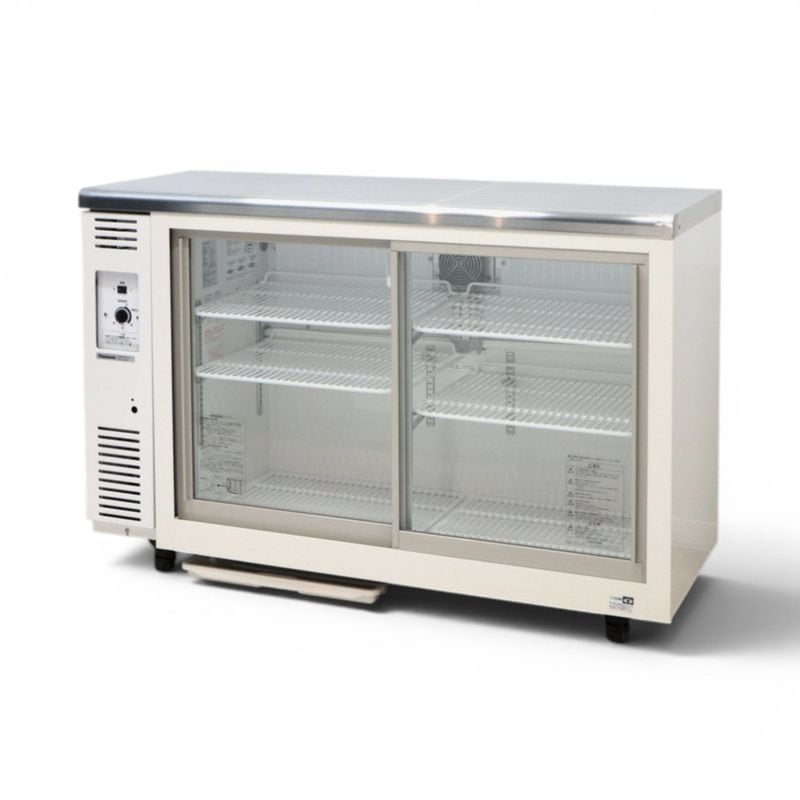 【中古】パナソニック 冷蔵ショーケース SMR-V1241C ホワイト アンダーカウンター型 スライド扉 2段棚 中古オフィス家電 KK21303