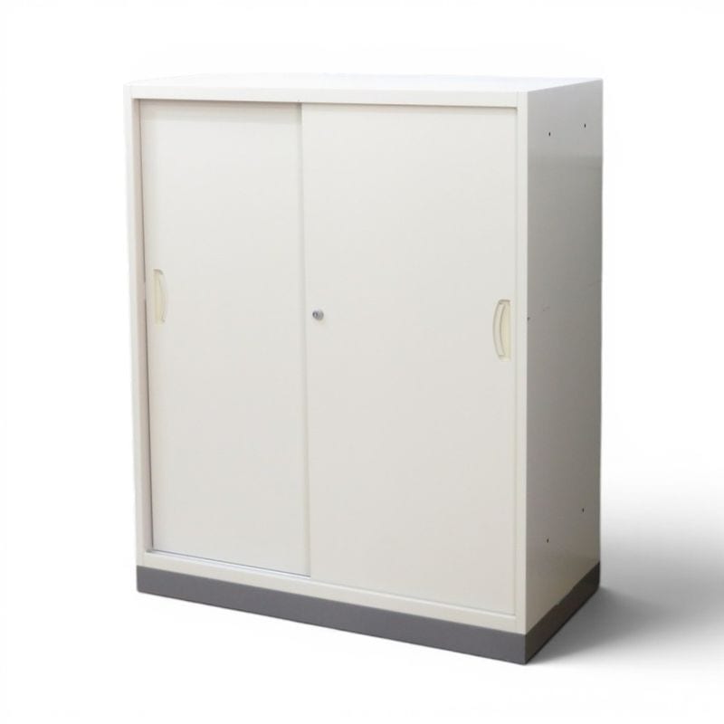 【中古】生興 引き違い書庫 クウォール RG45-10S ニューグレー 幅900×奥行450×高さ1050mm 中古オフィス家具 YH21530 配送サイズ300