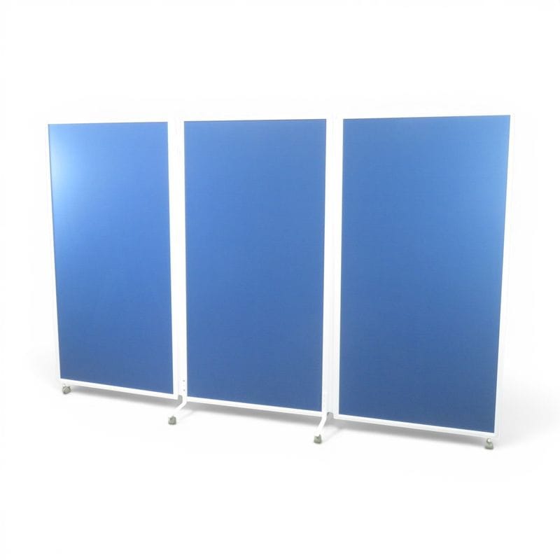 【中古】3連パーテーション ブルー  W2700mm D500mm H1800mm 衝立 間仕切り 自立式 キャスター 中古オフィス家具 AG21411