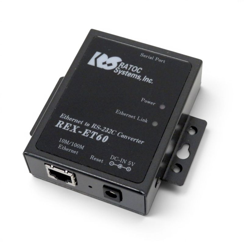 【中古】ラトックシステム 変換器 REX-ET60 コンバーター RS-232C信号 電源ケーブル付き ブラック 中古オフィス家電 KK21312-1