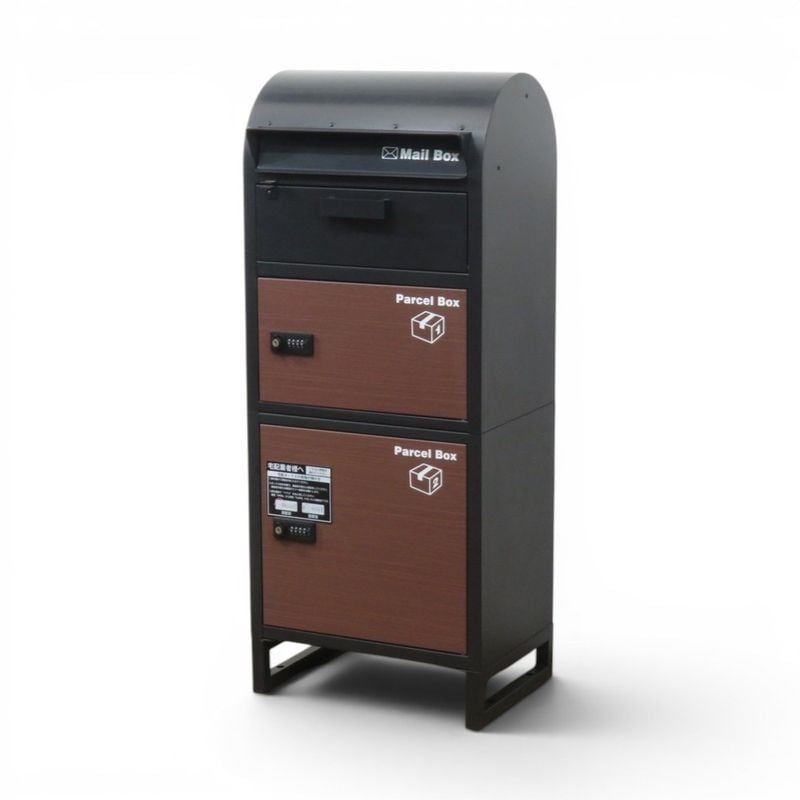 中古】ヤマソロ 宅配ボックス ブラック/ブラウン ポスト一体型 メール
