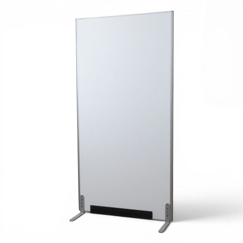 【中古】両面ホワイトボードパーテーション ホワイト W900 D300 H1800mm 衝立 間仕切り ペントレー付 中古オフィス家具 AG21600