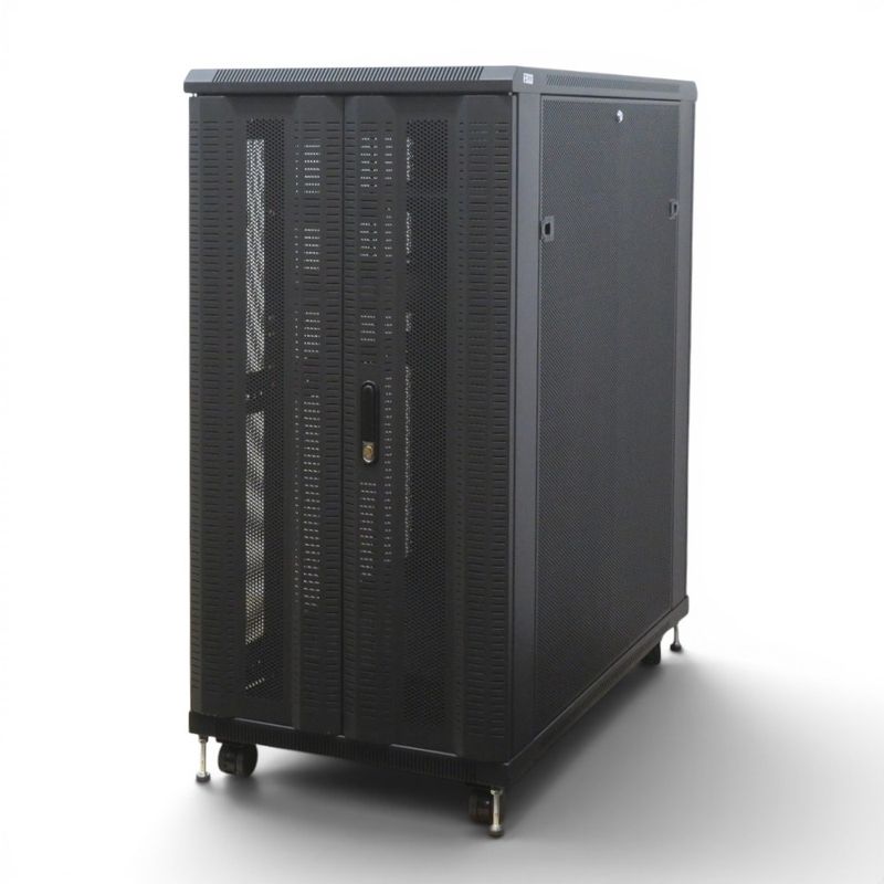 【中古】サンワサプライ サーバーラック 2024年製 鍵有 CP-SVCKAN24U ブラック W600 D1100 H1255 メッシュパネル 収納棚 中古オフィス家具 KK21660 