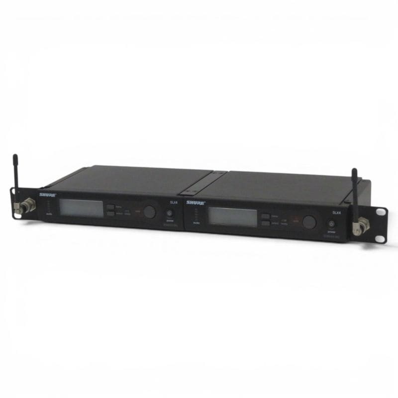【中古】Shure  SLX4 ワイヤレスシステム ブラック 音響機器 B型ワイヤレス受信機 自動周波数スキャン 通電確認のみ 中古オフィス家電 EG19732-4