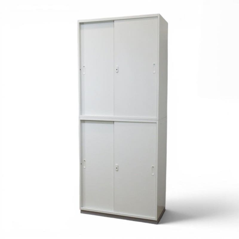 【中古】プラス 上下書庫セット(引違い)  L5-105S W4 ホワイト W900 D450 H2100mm キャビネット 収納庫 物置 書類棚 中古オフィス家具 AG21673