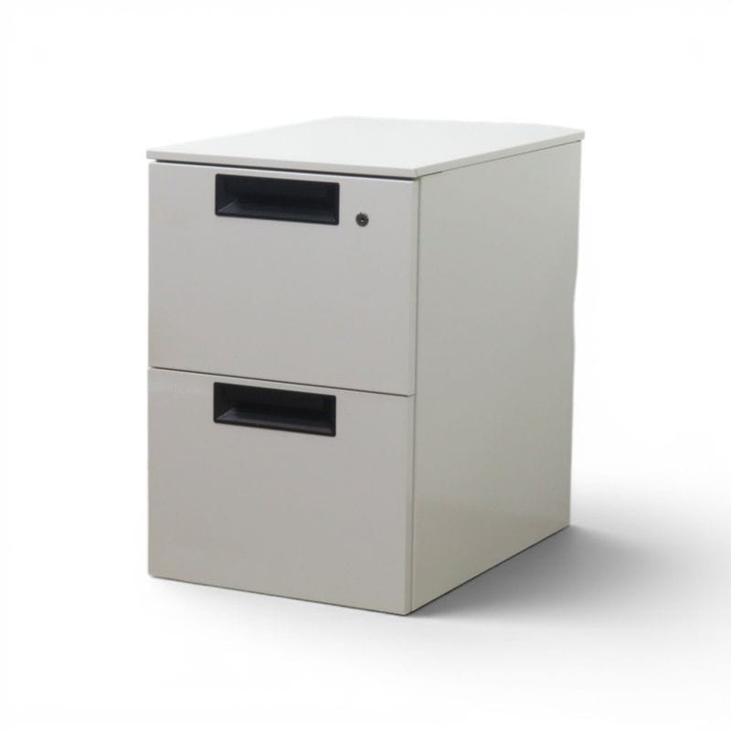【中古】プラス 2段ワゴン SP-046SC-2 WH ホワイト 収納ワゴン デスクワゴン インサイドワゴン 引き出し 中古オフィス家具 AG21531