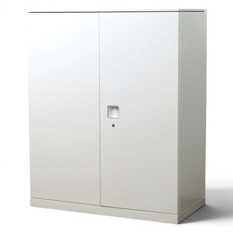 【中古】オカムラ 両開き書庫 レクトライン 4B313F ZA75 ホワイト W900 D450 H1125mm キャビネット 書類棚 天板付き 中古オフィス家具 AG21359 