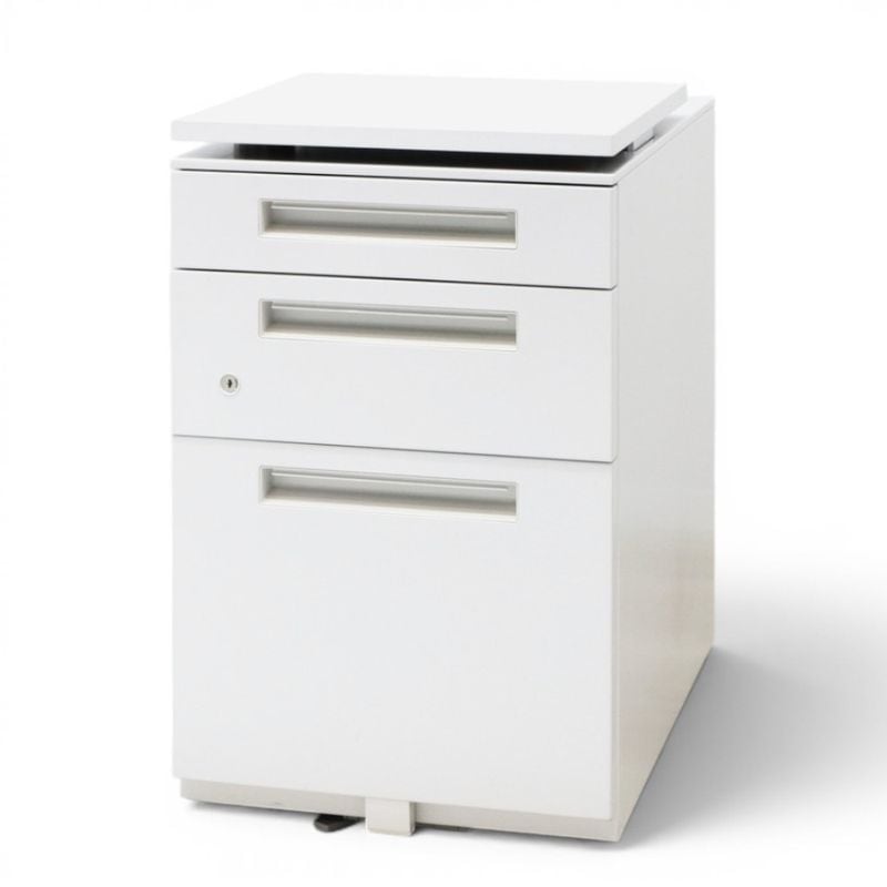 【中古】イナバ 3段ワゴン Sワゴン 286501 ホワイト 鍵無し 収納ワゴン デスクワゴン インサイドワゴン 引き出し 中古オフィス家具 KK21707 