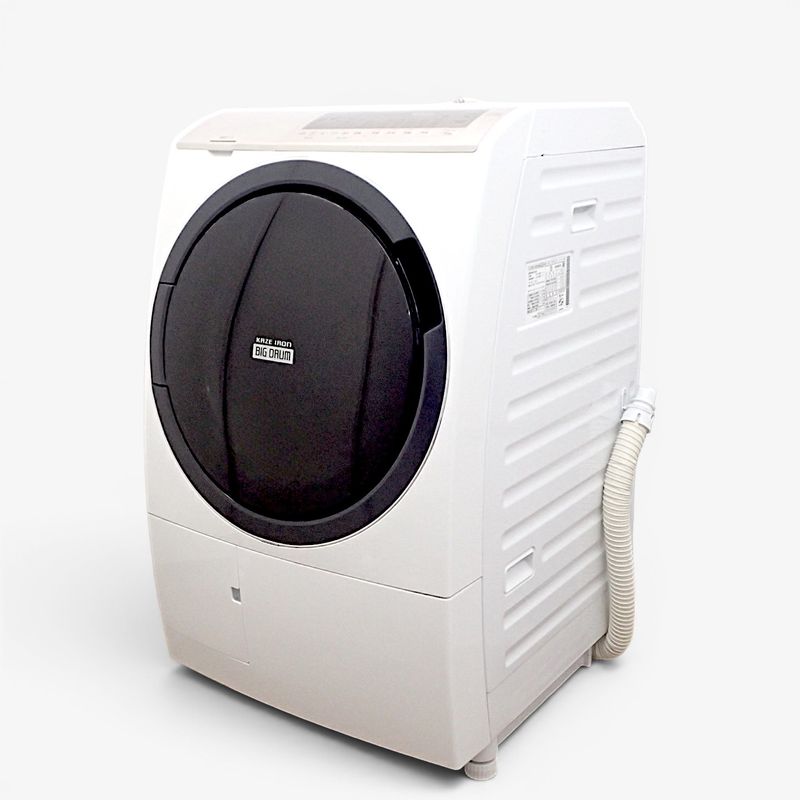 【中古】日立 ビッグドラム ドラム式洗濯機 BD-SV110FL ホワイト/ブラック 11Kg 風アイロン AIお洗濯 ナイアガラ洗浄 自動おそうじ 中古オフィス家具 EG20644