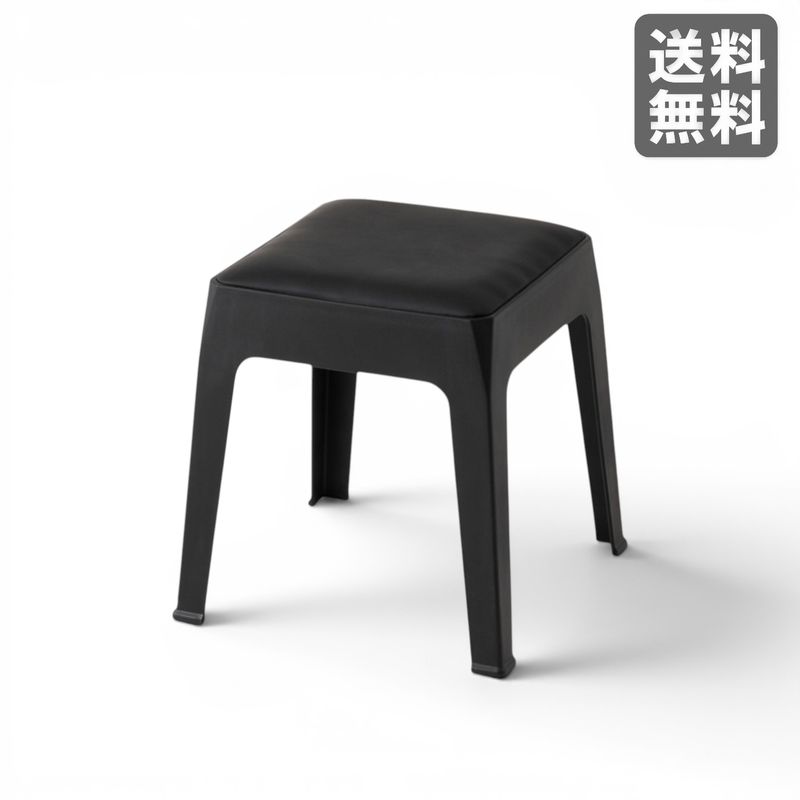 【新品】シンプルスタッキングスツール ブラック 軽量 コンパクト プラスチックスツール BR002-000181｜オフィス家具のビックリユース