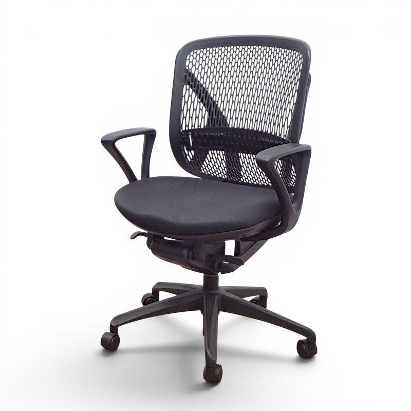 【中古】イナバ 肘付きオフィスチェア イエラ T151015 ブラック 事務椅子 肘付き パソコンチェア リクライニング ループ肘 メッシュ ハンガーなし 中古オフィス家具 EG21710 