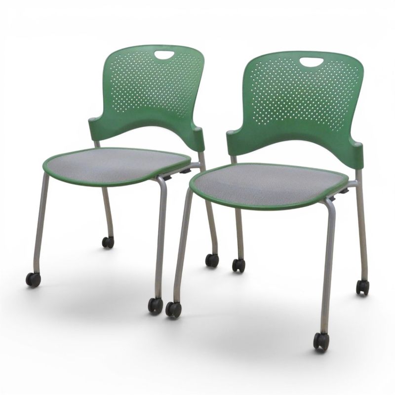 【中古/2脚セット】ハーマンミラー  肘無しオフィスチェア ケイパーチェア WC420N MS SE U5 6V02 グリーン 肘無し スタッキングチェア ミーティングチェア メッシュ 中古オフィス家具 KK21775 
