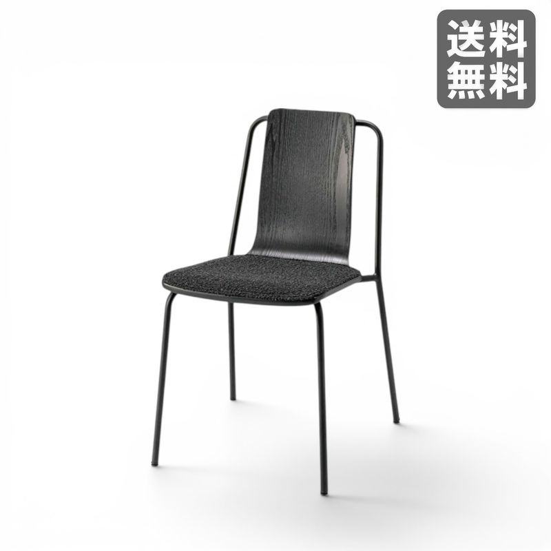 【新品】スタッキングチェア ブラック ダイニングチェア 天然木 木製 アッシュ モダン BR002-000525｜オフィス家具のビックリユース