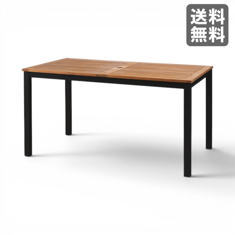 【新品】ダイニングテーブル ブラック 天然木 ウッド 幅140cm 屋外 カフェテーブル BR002-000920｜オフィス家具のビックリユース