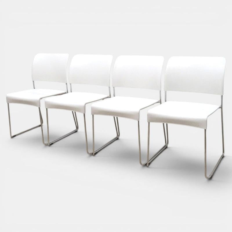 【中古】4脚セット vitra. スタッキングチェア  シムチェア ホワイト 肘無し ミーティングチェア 会議椅子 ヴィトラ 中古オフィス家具 EG21890