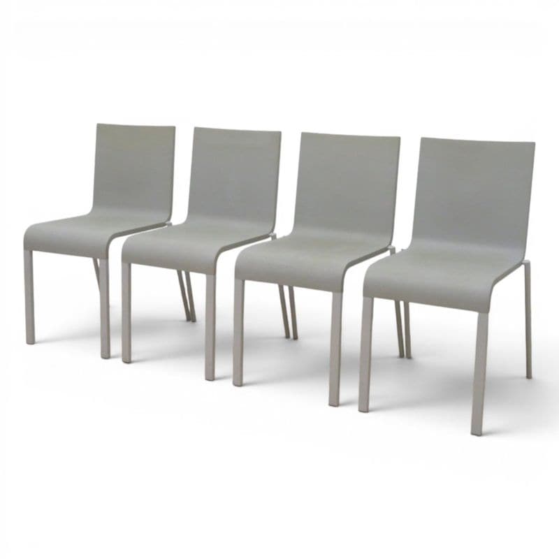 【中古】4脚セット vitra.  スタッキングチェア ゼロスリー グレー 肘無し イタリア製  ダイニングチェア カフェチェア ヴィトラ 中古オフィス家具AG21895