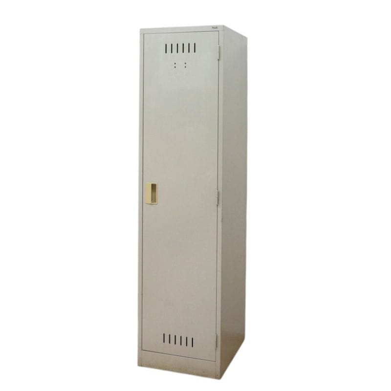 【中古】プラス 掃除用ロッカー ニューグレー W455 D525 H1790 掃除用具入れ ハンガーパイプ フック タオル掛け トレー 中古オフィス家具 KK21858