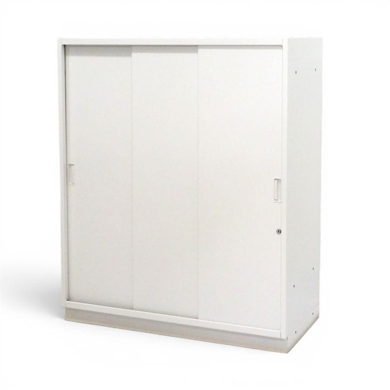 【中古】イトーキ  引き違い書庫 シンライン HTM-109RSN-W9 ホワイト W900 D450 H1100  引き戸 引戸 キャビネット 書類棚 収納庫 鍵有 中古オフィス家具 KK20932 
