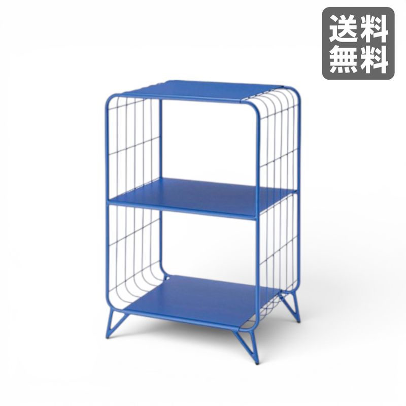 【新品】ワイヤーラック スチール ブルー 天地3段 高さ73cm BR002-001656 ｜オフィス家具のビックリユース