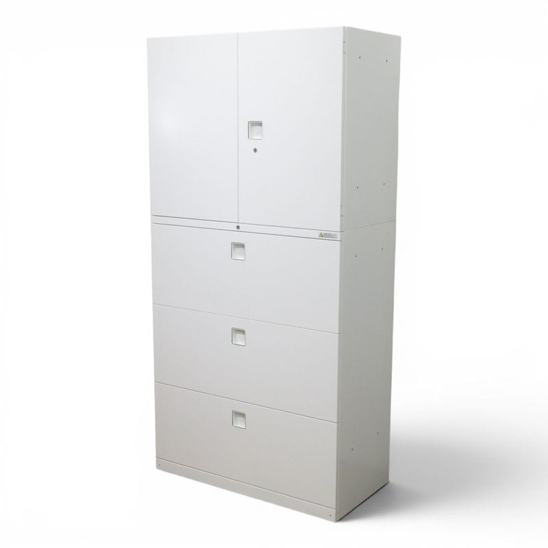 【中古】オカムラ 上下書庫セット (両開き+3段ラテラル) レクトライン 4B311F ZA75 4BG3ZC ZA75 ホワイト キャビネット 中古オフィス家具 AG22060