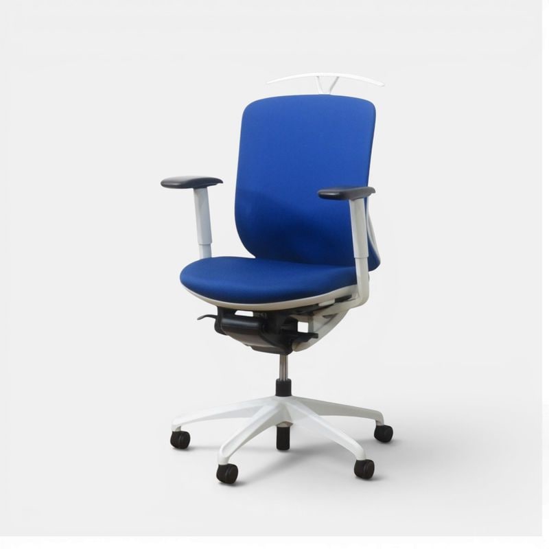 【中古】イナバ イエラ 肘付オフィスチェア ブルー 事務椅子 肘付き パソコンチェア ワーク ハイバック リクライニング 中古オフィス家具 AG22057