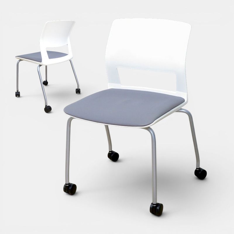 【中古】コクヨ スタッキングチェア CK-160C-W グレー キャスター 重ね置き 会議椅子 中古オフィス家具 YH21988