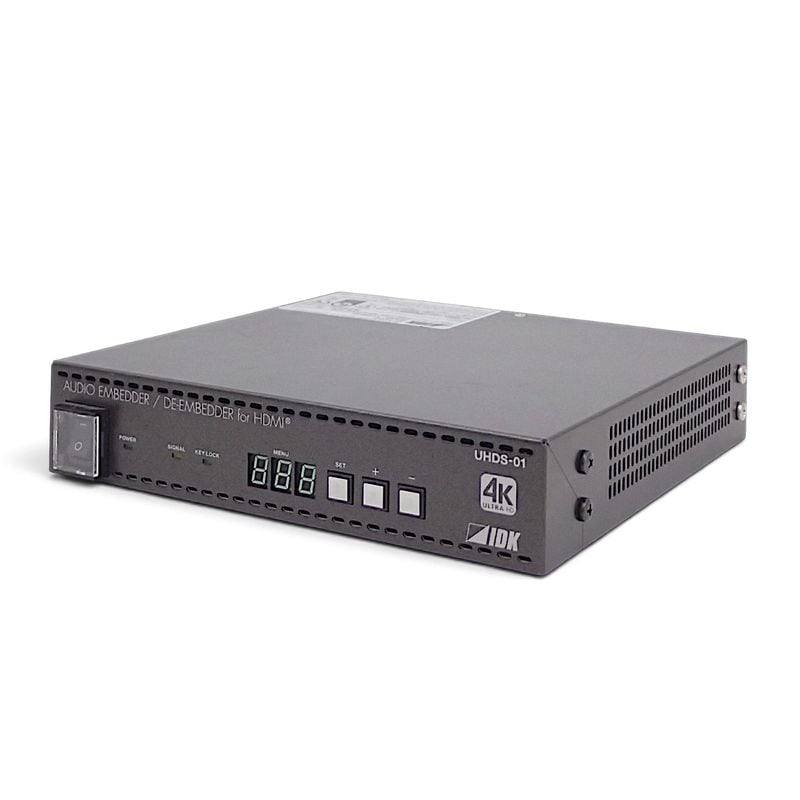 【中古】IDK UHDS-01 HDMIオーディオエンベデッダ ディエンベデッダ 映像音響機器 ブラック HDMI音声分離機 音声埋込機 AVプロセッサー W210 D200 H44 通電確認済 動作未確認 中古オフィス家具 EG21873