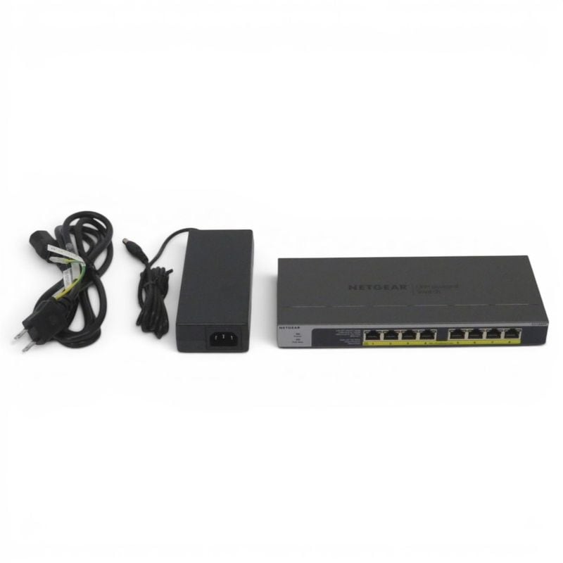 【中古】NETGEAR GS108PP 8ポートPoE/PoE+ギガビットアンマネージスイッチ ブラック スイッチングハブ LANスイッチ 中古オフィス家具 EG21867