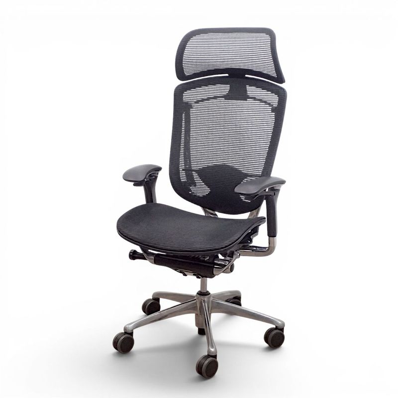 【中古】オカムラ コンテッサ オフィスチェア CM31AB ブラック 肘付き ランバーサポート ヘッドレスト メッシュ ハイバック 中古オフィス家具 EG22152