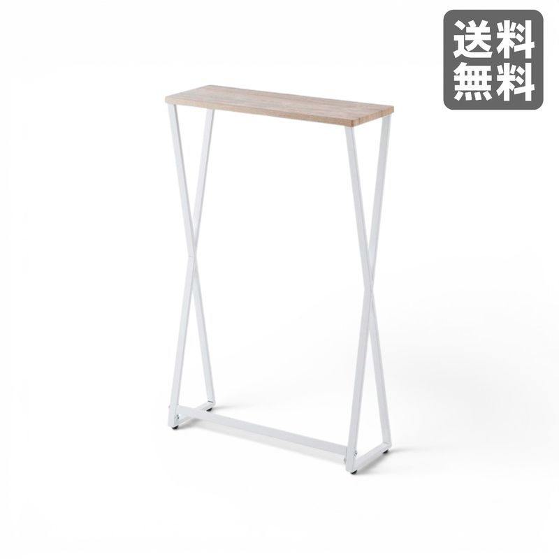 【新品】サイドテーブル ホワイト 木目天板 奥行19cm 玄関家具　BR002-003390　｜オフィス家具のビックリユース
