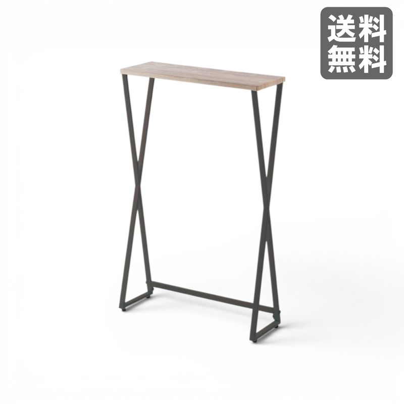 【新品】サイドテーブル ダークグレー 木目天板 奥行19cm 玄関家具　BR002-003389　｜オフィス家具のビックリユース