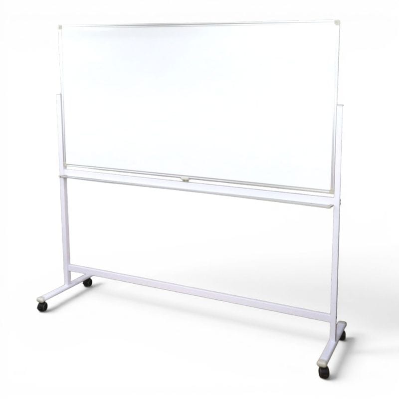 【中古】自立式ホワイトボード W1800mm キャスター白板 両面 中古オフィス家具 YH22176