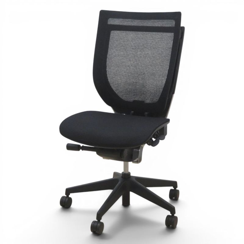 【中古】アイリスチトセ 肘無しオフィスチェア VIG-P50M0-MM-BLBK ブラック 事務椅子 パソコンチェア メッシュ 中古オフィス家具 KK22252 