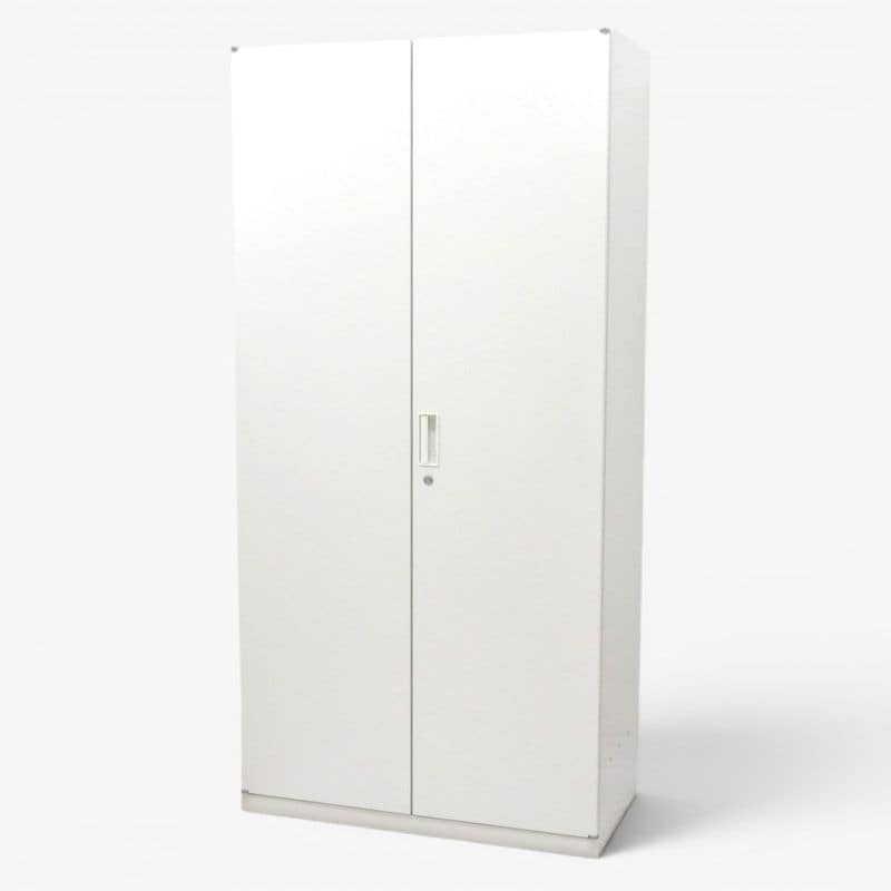【中古】アイリスチトセ 両開き書庫 SSN45-18H-W ホワイト W900 D450 H1850 観音開き書庫 キャビネット 収納庫 書類棚 鍵有 中古オフィス家具 KK22268-1 