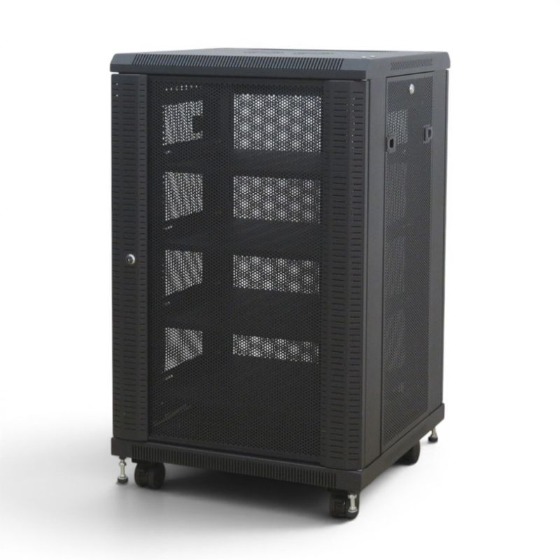【中古】サンワサプライ サーバーラック 100-SV014 2022年製 鍵無し ブラック W600 D600 H1000 収納棚 メッシュパネル 中古オフィス家具 KK22318 