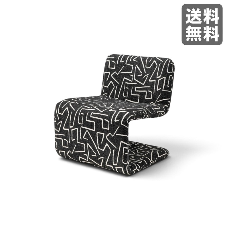 【新品】ラウンジチェア ブラック 幾何学模様 ファブリック　BR002-000997　｜オフィス家具のビックリユース